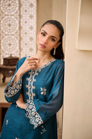 DA-2151 TURQUOISE BLUE EMBROIDERED KURTA