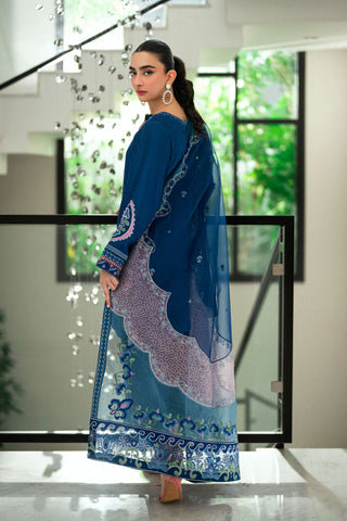 SS25DD-2745  BLUE  EMBROIDERED DUPATTA