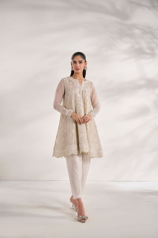 SS24DA-2480   WHITE  2PCS  EMBROIDERED KURTA WITH TROUSER