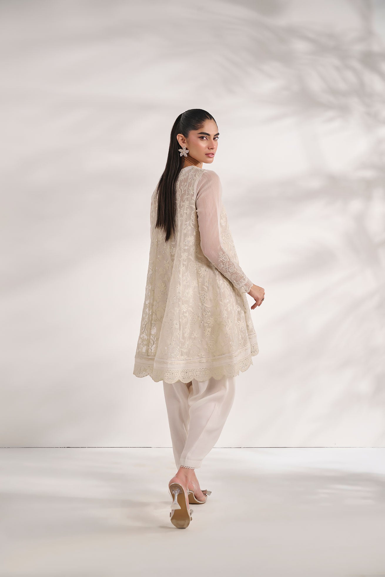 SS24DA-2480   WHITE  2PCS  EMBROIDERED KURTA WITH TROUSER