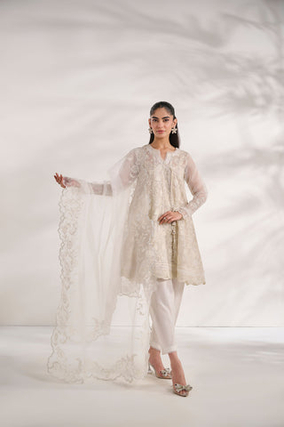 SS24DA-2480   WHITE  2PCS  EMBROIDERED KURTA WITH TROUSER