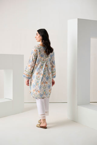 DC-0567 WHITE DIGITAL PRINTED KURTA