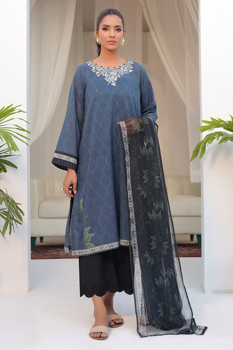 DC-2145 GREY 2PCS EMBROIDERED KURTA WITH DUPATTA