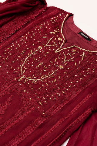 DA-2039 MAROON EMBROIDERED KURTA WITH DUPATTA