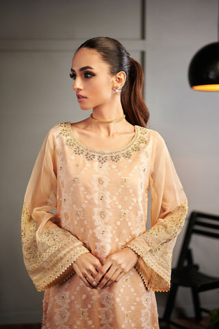 DA-1473 PEACH EMBROIDERED KURTA