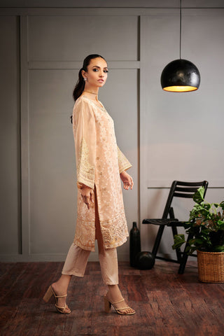 DA-1473 PEACH EMBROIDERED KURTA