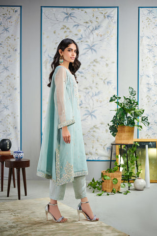 DA-1520 SKY-BLUE EMBROIDERED KURTA