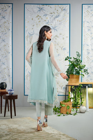 DA-1520 SKY-BLUE EMBROIDERED KURTA