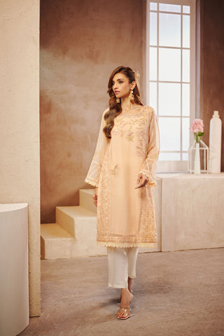 DA-1566 PEACH EMBROIDERED KURTA