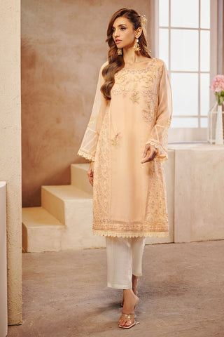 DA-1566 PEACH EMBROIDERED KURTA