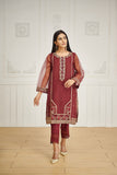DA-1590 Maroon Embroidered Kurta