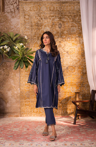 DC-2060 NAVY BLUE 2PCS  EMBROIDERED KURTA WITH TROUSER