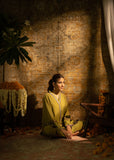 DC-2061 GREEN 2PCS  EMBROIDERED KURTA WITH TROUSER