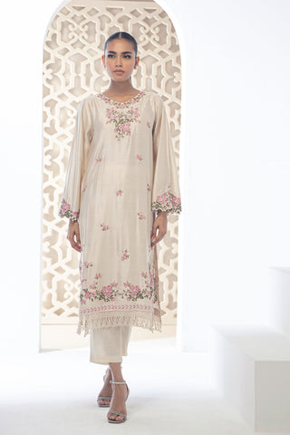 DA-2071 BEIGE EMBROIDERED KURTA