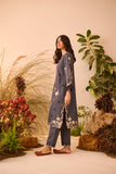 DC-2121 GREY KARANDI 2PCS EMBROIDERED KURTA WITH TROUSER