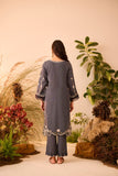 DC-2121 GREY KARANDI 2PCS EMBROIDERED KURTA WITH TROUSER