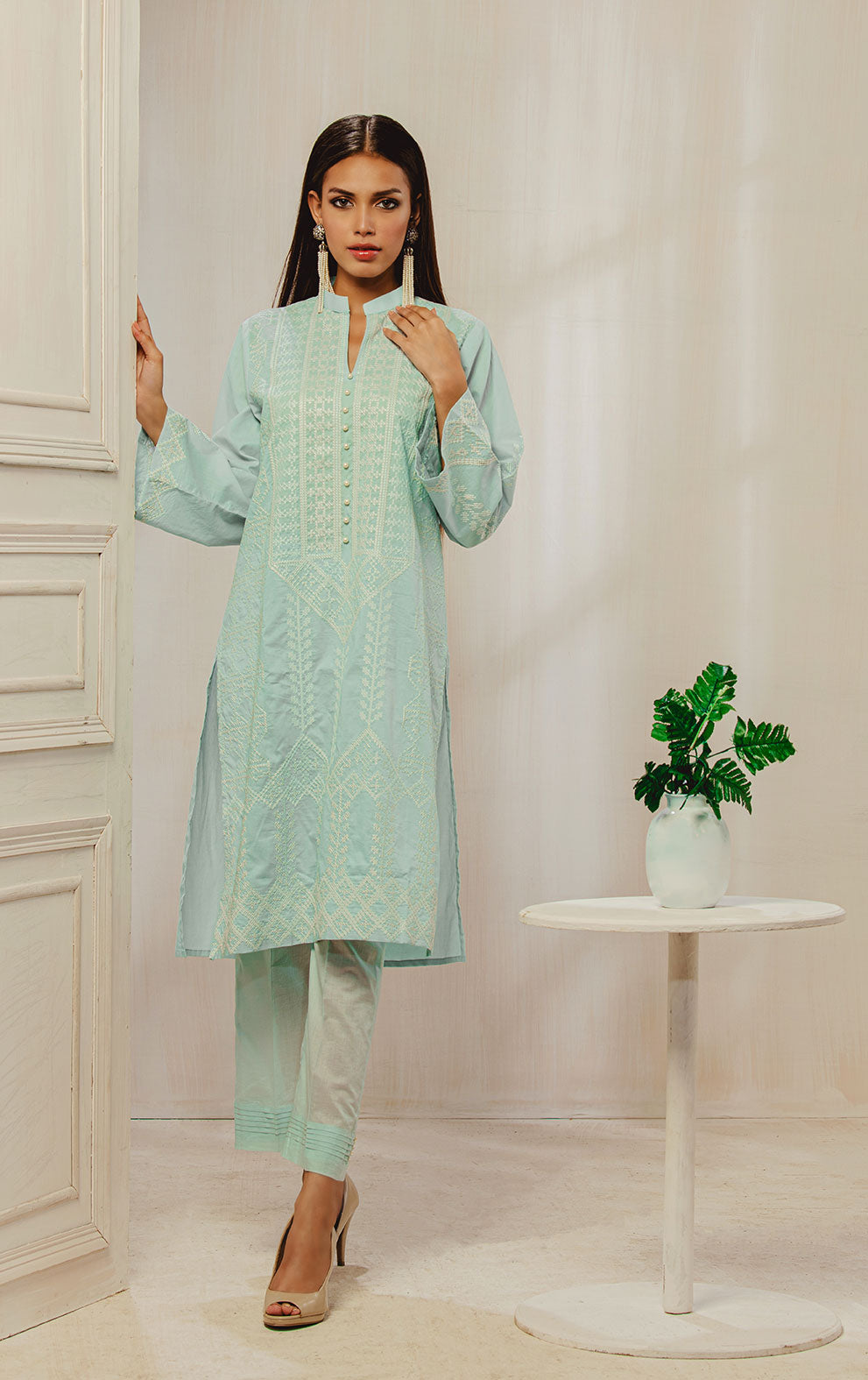 DC-0247 BLUE EMBROIDERED KURTA