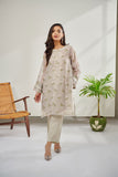 DC-0390 BEIGE 2PCS  EMBROIDERED KURTA WITH TROUSER