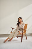 DC-0390 BEIGE 2PCS  EMBROIDERED KURTA WITH TROUSER