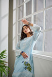 DC-0413 SKY BLUE 2PCS  EMBROIDERED KURTA WITH TROUSER