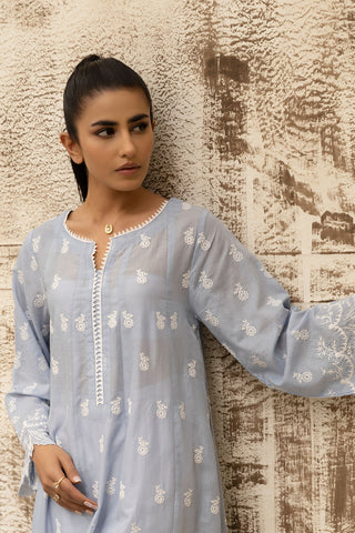 DC-0468 SKY BLUE DYED EMBROIDERED KURTA