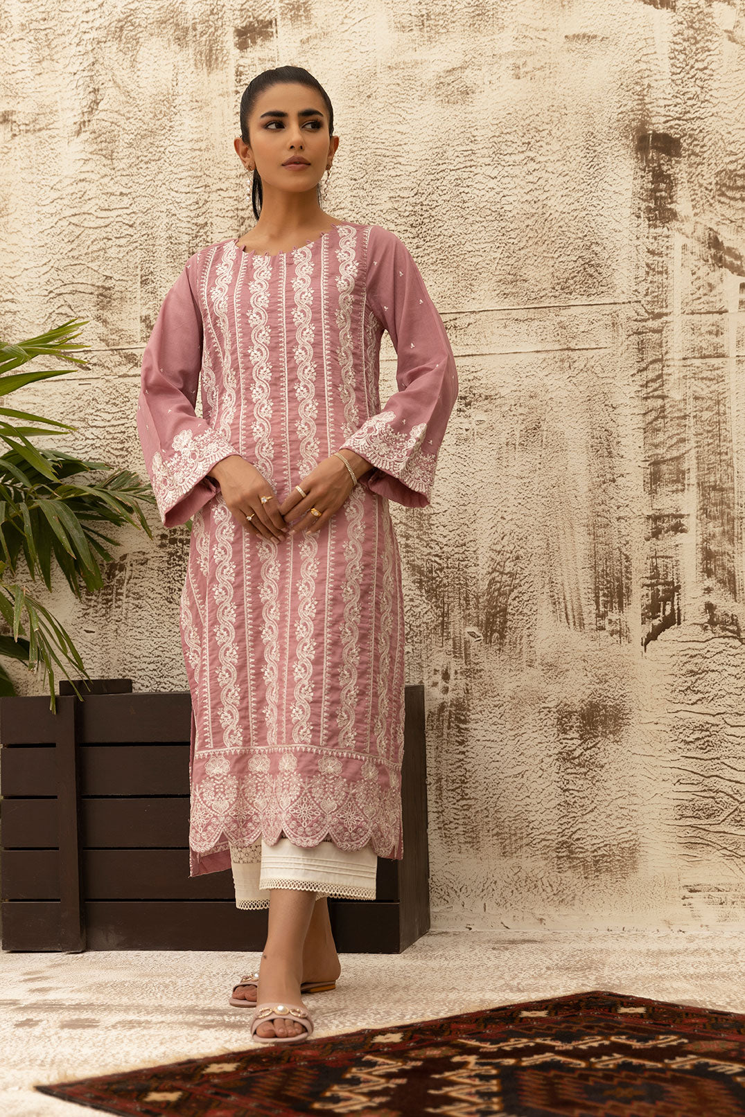 DC-0474 PINK DYED EMBROIDERED KURTA