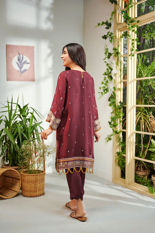 DC-2006 MAROON 2PCS  EMBROIDERED KURTA WITH TROUSER