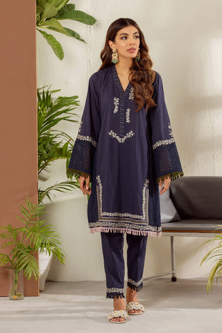 DC-2014 NAVY BLUE 2PCS EMBROIDERED KURTA WITH TROUSER
