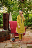 DC-2021 GREEN 2PCS EMBROIDERED KURTA WITH TROUSER