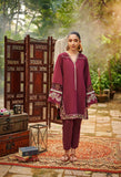 DC-2024 BURGUNDY 2PCS EMBROIDERED KURTA WITH TROUSER