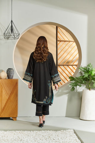 DC-2034 BLACK 2PCS  EMBROIDERED KURTA WITH TROUSER