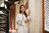 DC-2044 WHITE 2PCS  EMBROIDERED KURTA WITH TROUSER