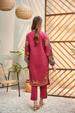 DC-2046 PINK 2PCS  EMBROIDERED KURTA WITH TROUSER