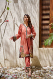 DC-2053 RUST 2PCS  EMBROIDERED KURTA WITH TROUSER