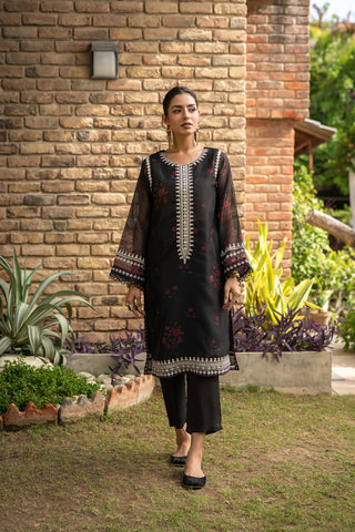 DC-2095 BLACK 2PCS  EMBROIDERED KURTA WITH TROUSER
