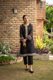 DC-2095 BLACK 2PCS  EMBROIDERED KURTA WITH TROUSER