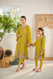 DC-2086 GREEN 2PCS  EMBROIDERED KURTA WITH TROUSER