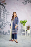 DU-3072 NAVY-BLUE COTTON-ORGANZA  3PCS