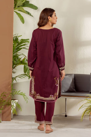 DC-2011 PURPLE 2PCS EMBROIDERED KURTA WITH TROUSER