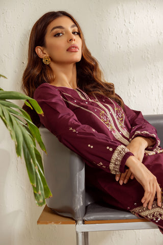 DC-2011 PURPLE 2PCS EMBROIDERED KURTA WITH TROUSER