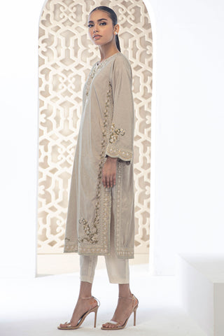 DA-2114 BEIGE EMBROIDERED KURTA
