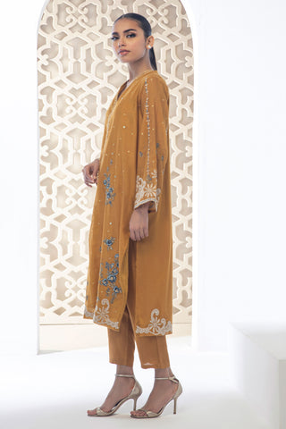 DA-2119 MUSTARD EMBROIDERED KURTA