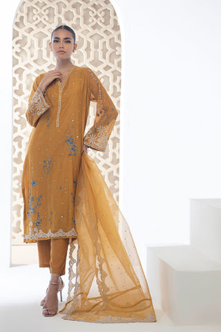 DA-2119 MUSTARD EMBROIDERED KURTA