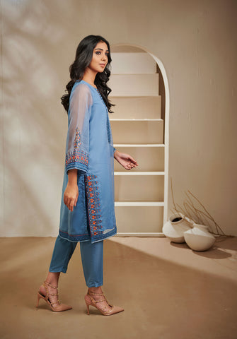 DA-1431 BLUE EMBROIDERED KURTA