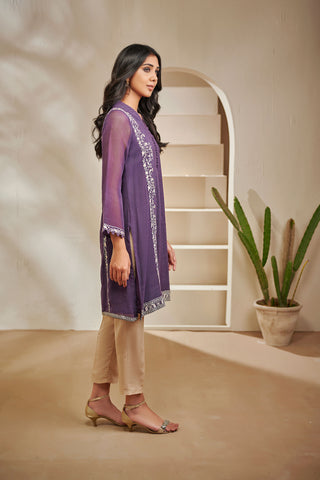 DA-1435 PURPLE EMBROIDERED KURTA