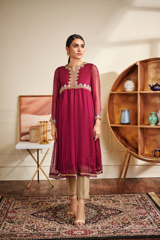 DA-1478 Purple EMBROIDERED KURTA