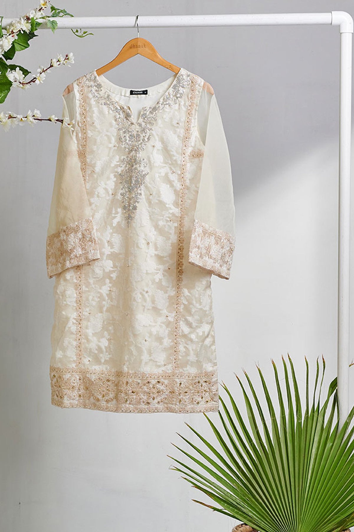 DA-1489 Off-White EMBROIDERED KURTA