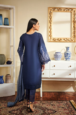 DA-1504 Blue EMBROIDERED KURTA WITH DUPATTA