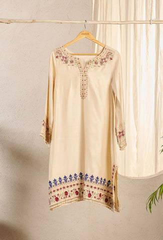 DA-1565 BEIGE EMBROIDERED KURTA