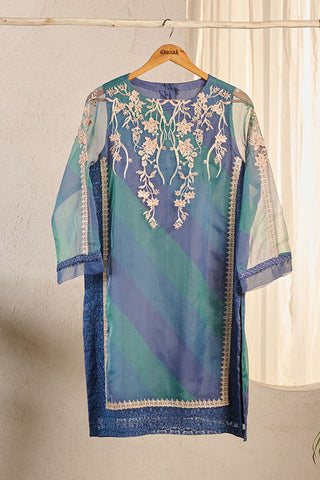 DA-1567 BLUE EMBROIDERED KURTA